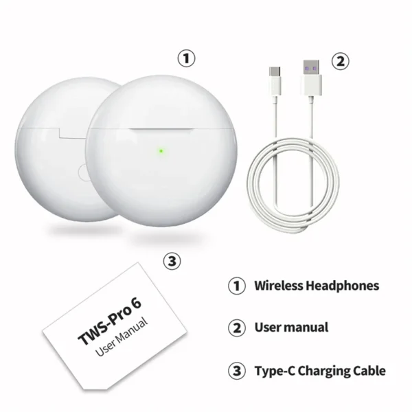 Écouteurs sans fil Bluetooth Air Pro 6 TWS – Image 29